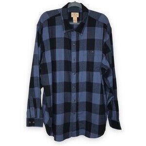 Blue Mountain Buffalo Plaid Blue Black Lightweight Flannel Long Sleeve Men XL